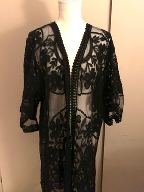 Rebellion Black Sheer Lace Kimono